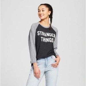 Stranger Things Netflix S Raglan Baseball Style Graphic T-Shirt Tee Top TV Show